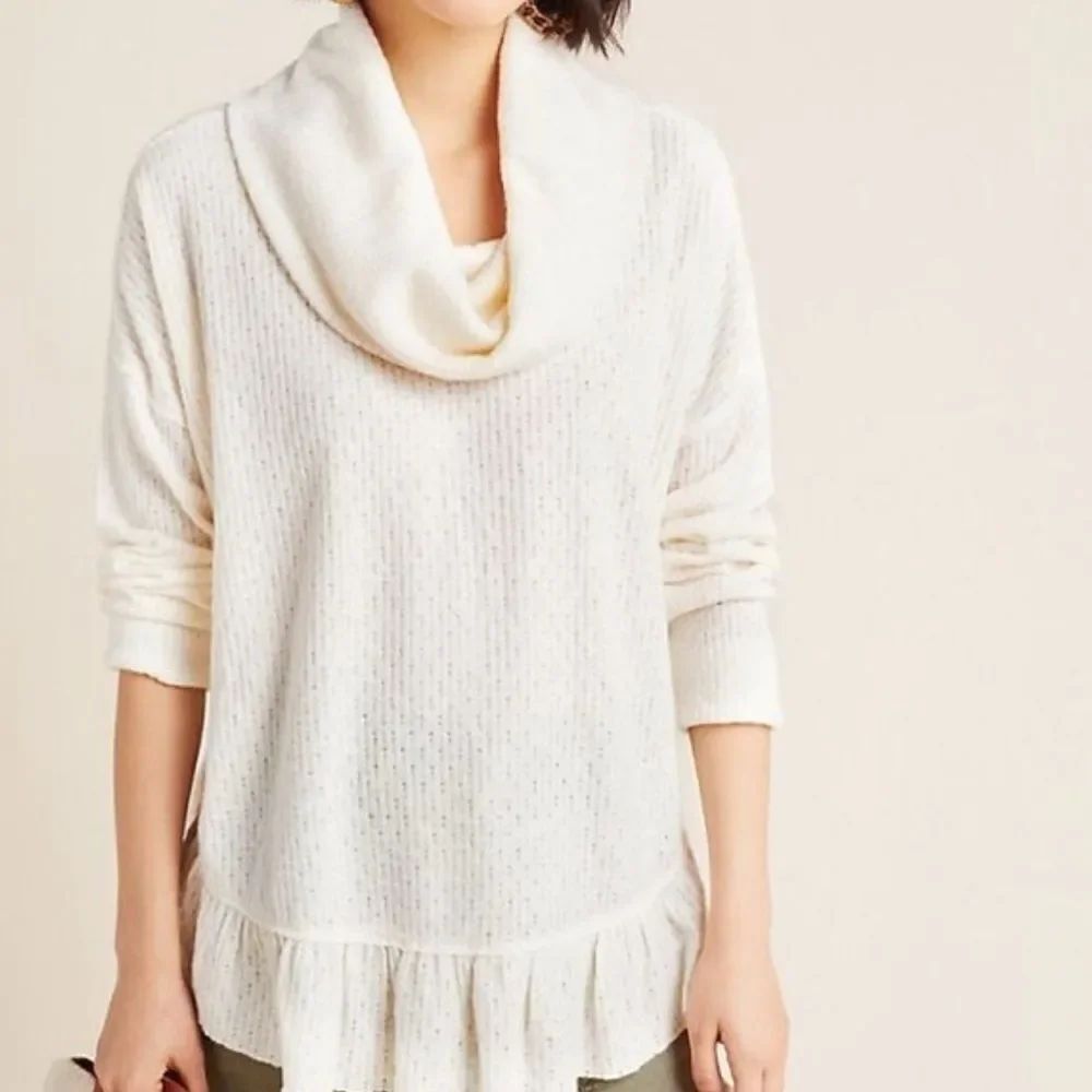 Anthropologie Maeve Cream Cowl Neck Sweater NWOT